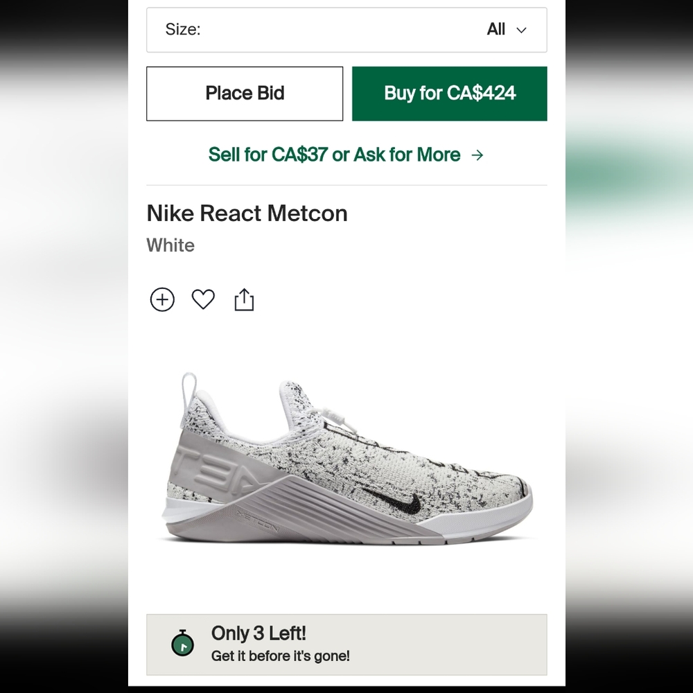 Nike metcon react womens 9/ mens 7.5